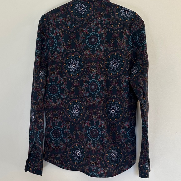 Consequente Men's Multicolor Patterned Casual Button Up Shirt Men’s L Curve Hem - Picture 7 of 7